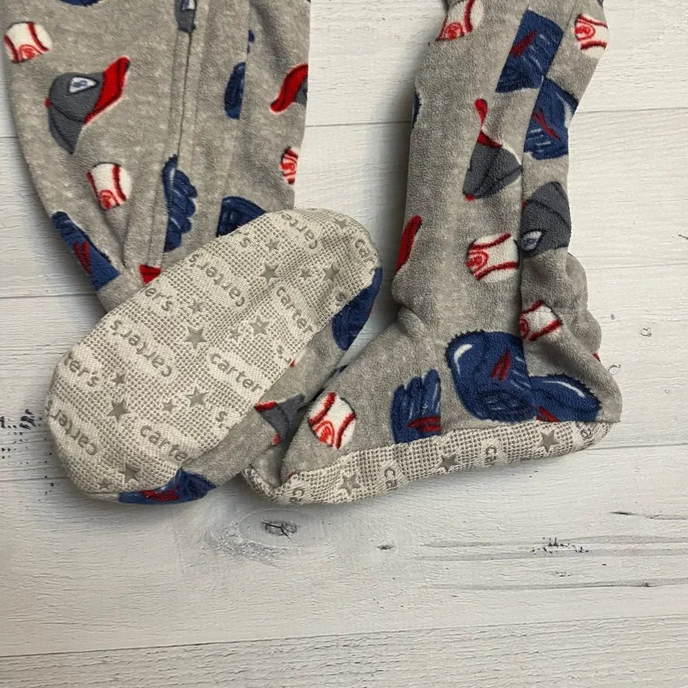 Carters fleece one piece footed baseball pajamas 5t‎